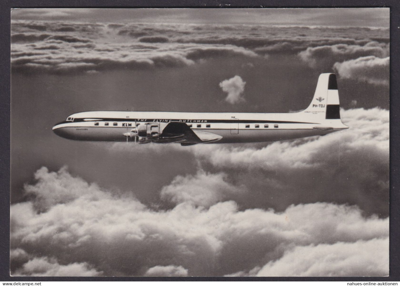 Flugpost Air Mail Ansichtskarte KLM Flugzeug Douglas DC 7C Niederlande - Airships