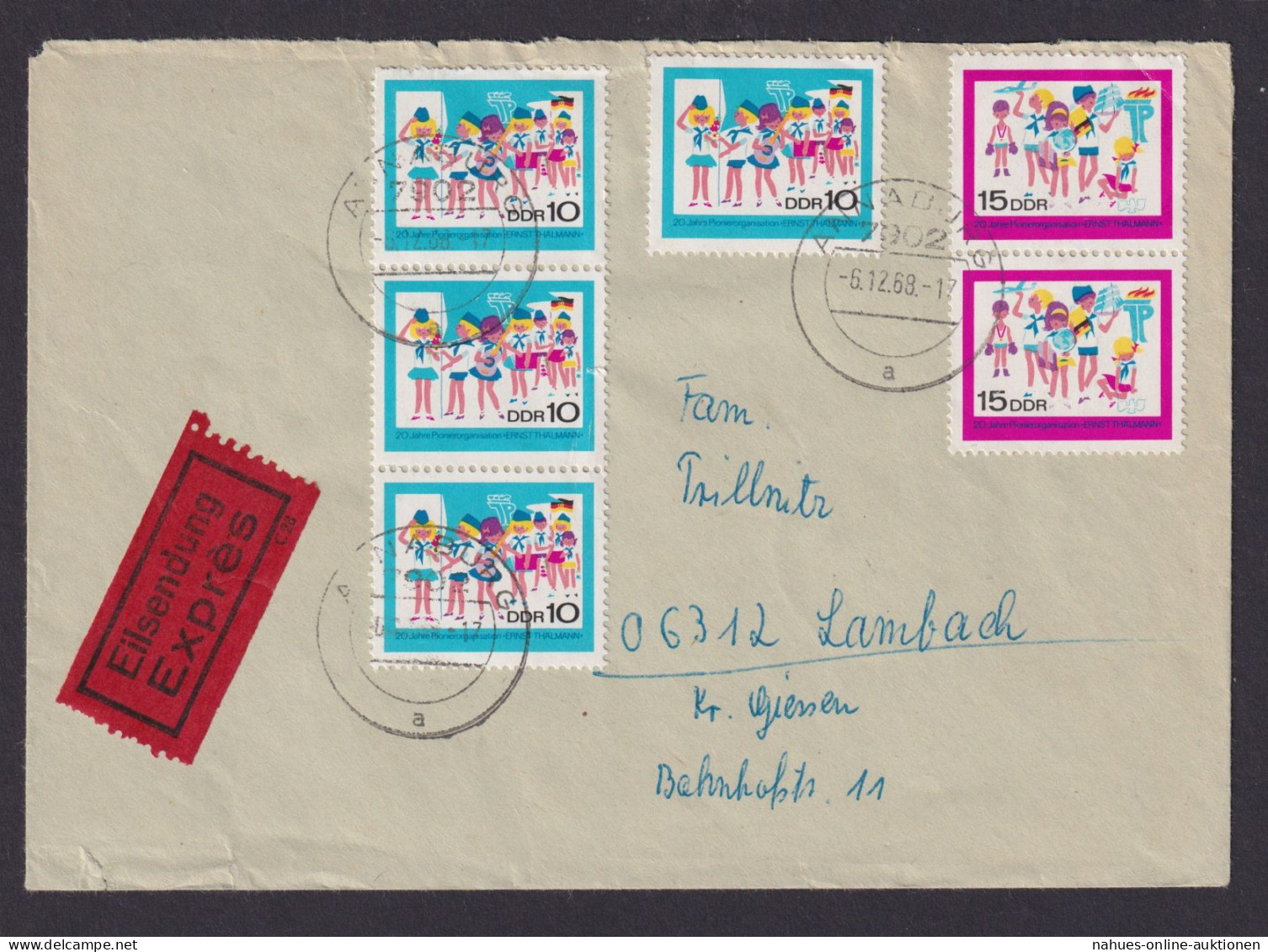 Briefmarken DDR Eilboten Brief MIF 1432-1433 Pioniere Thälmann Annaburg Via - Brieven En Documenten