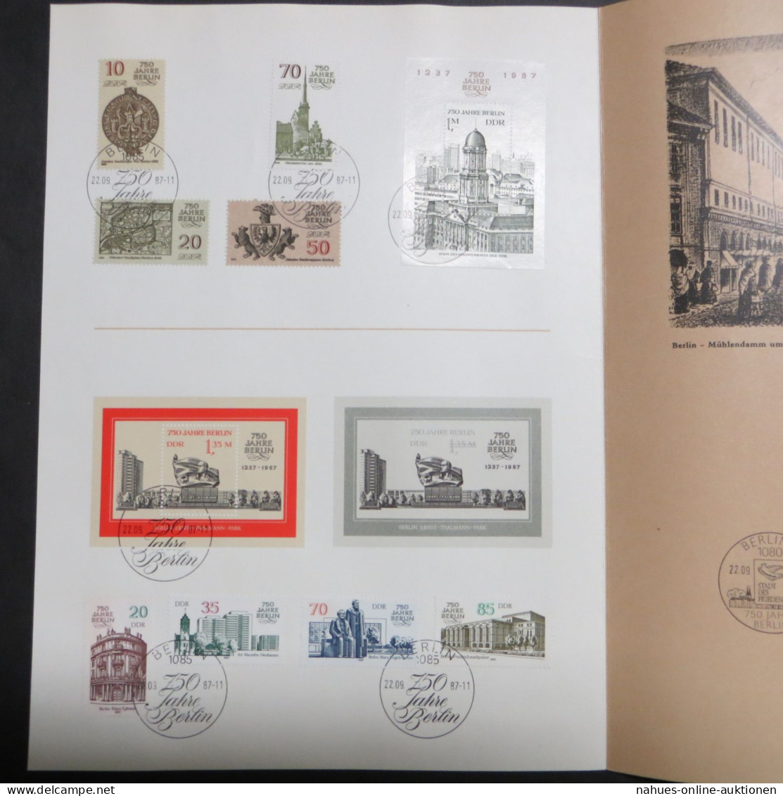 DDR 750 Jahre Berlin Stadt Des Friedens Selt. Falt - Gedenkblatt Marken + Blocks - Storia Postale