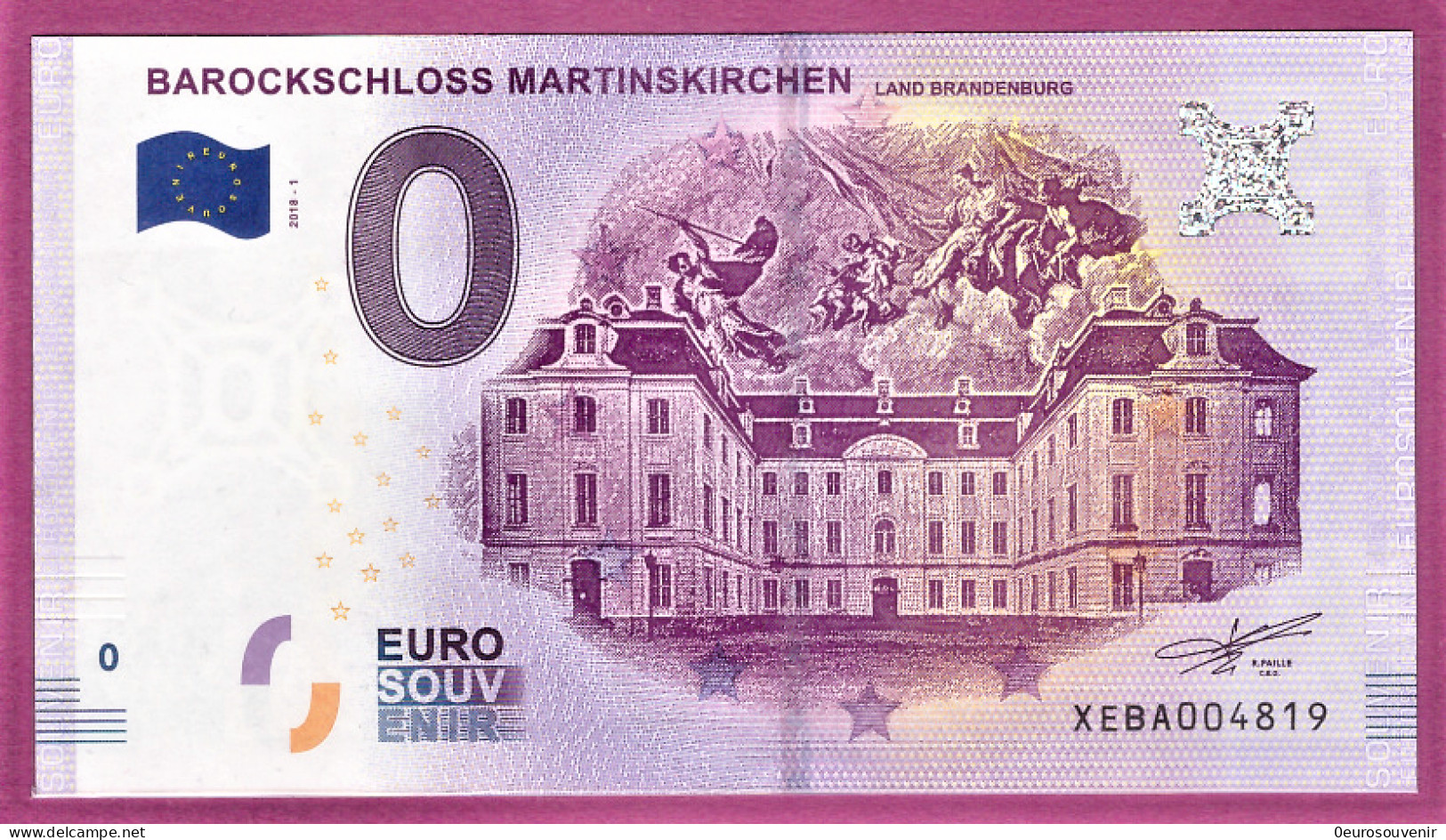 0-Euro XEBA 2018-1 BAROCKSCHLOSS MARTINSKIRCHEN - LAND BRANDENBURG - Private Proofs / Unofficial