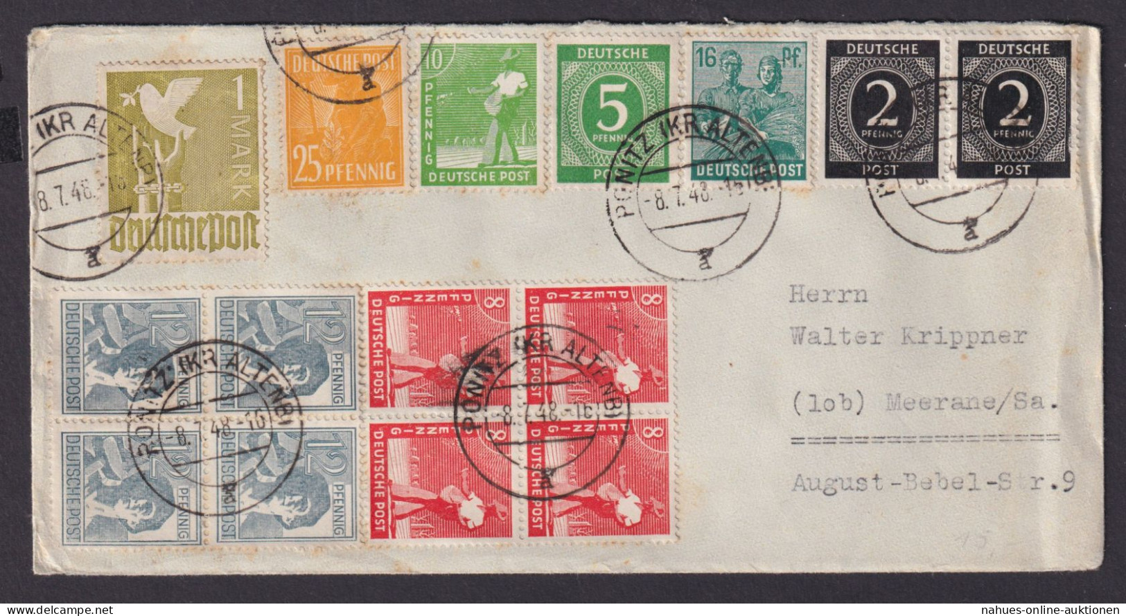 Briefmarken All. Besetzung Gemeinschaft Brief Zehnfachfrankatur U.a 1 Mark Taube - Other & Unclassified