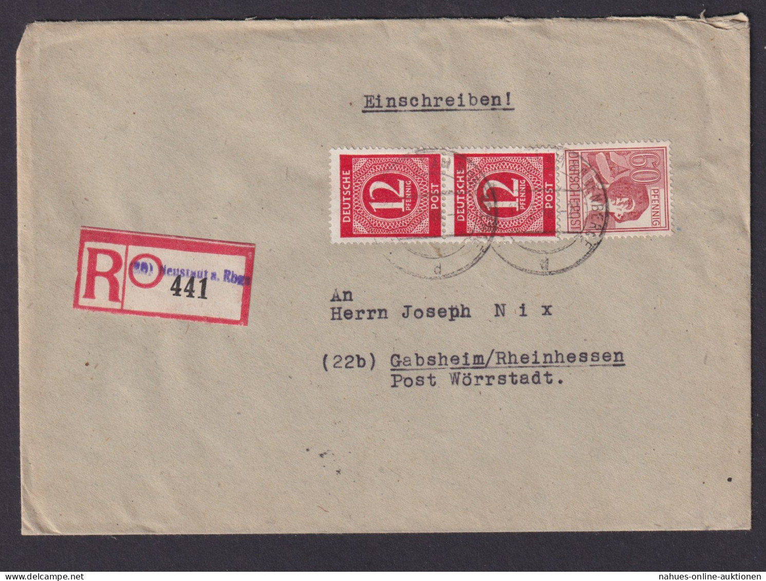 Briefmarken All. Besetzung Gemeinschaft R Brief Not R Zettel Helle 60er Neustadt - Other & Unclassified