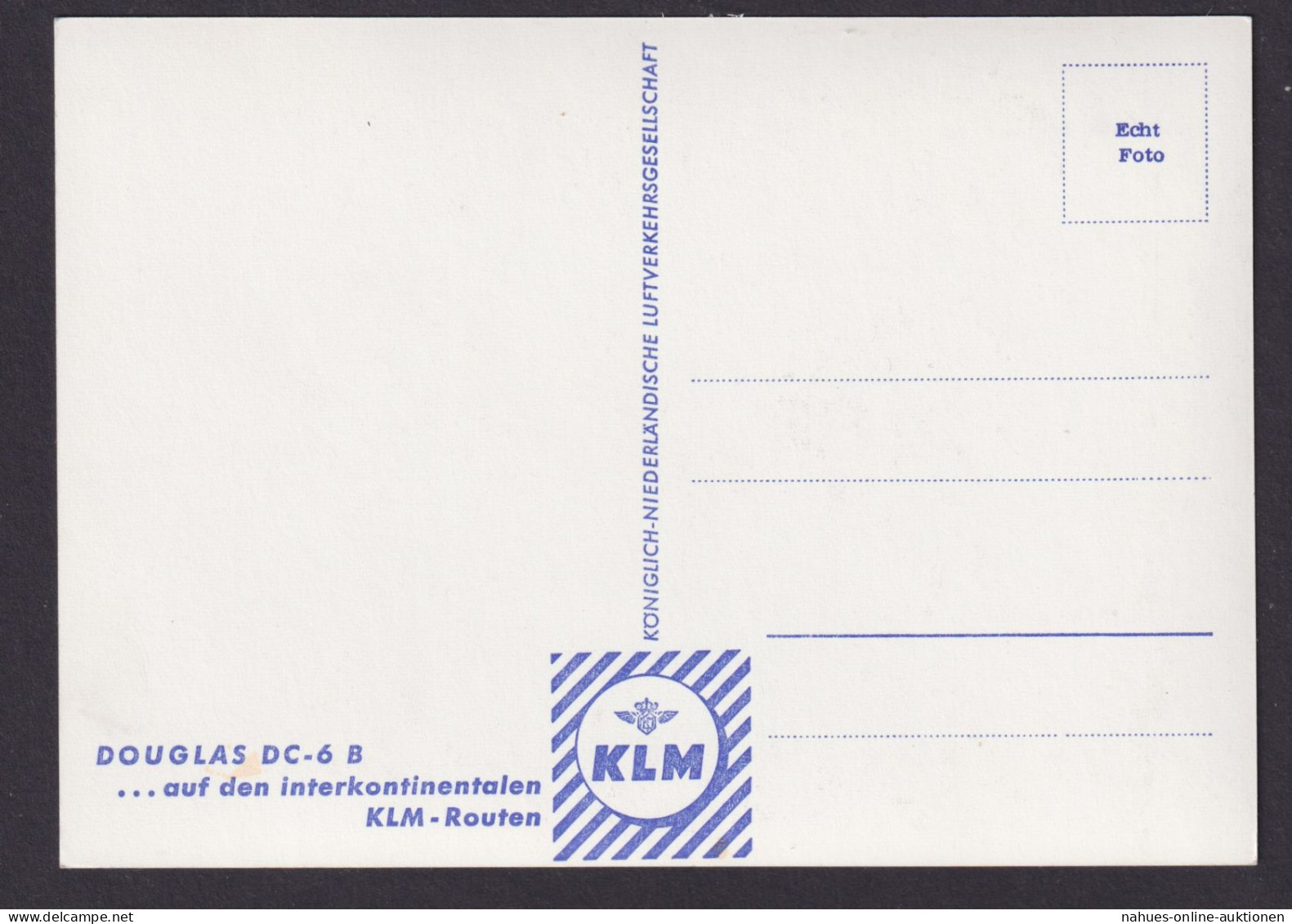 Flugpost Airmail Ansichtskarte KLM Flugzeug Douglas DC 6 B Niederlande - Dirigibili