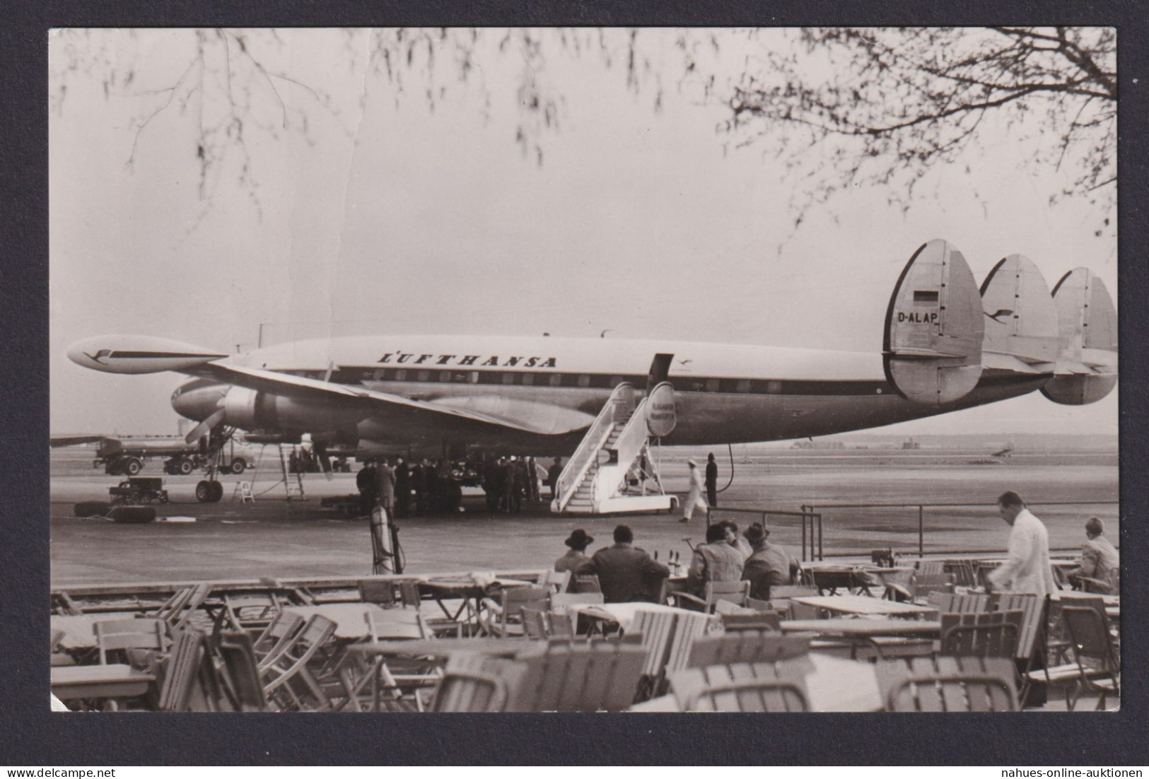 Flugpost Ansichtskarte Lufthansa Lockheed Super G Contellation Rhein Main - Zeppeline