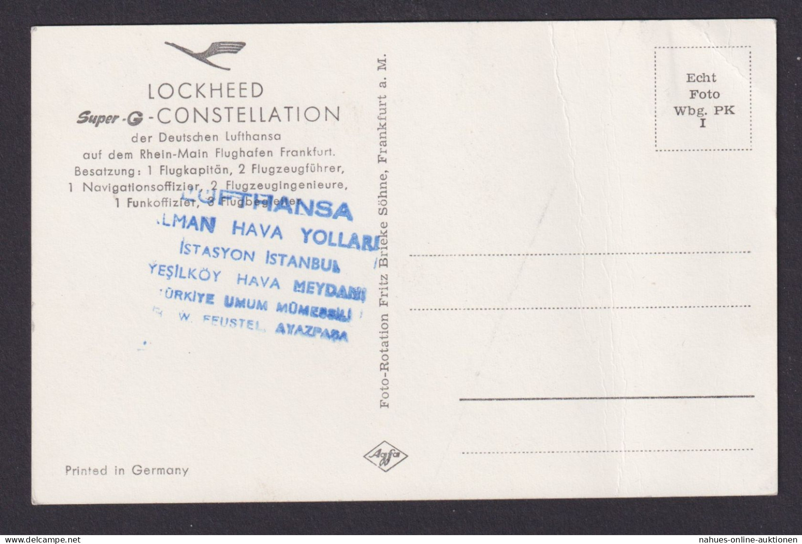 Flugpost Ansichtskarte Lufthansa Lockheed Super G Contellation Rhein Main - Airships