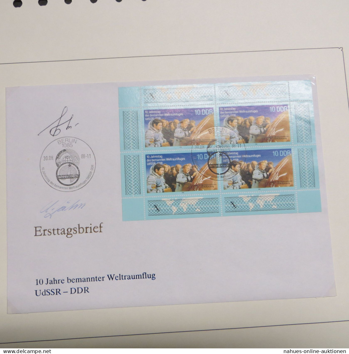 DDR 10 J. Weltraumflug FDC Autogramm Kommandant Valeri Bykowsky + Sigmund Jähn - Lettres & Documents