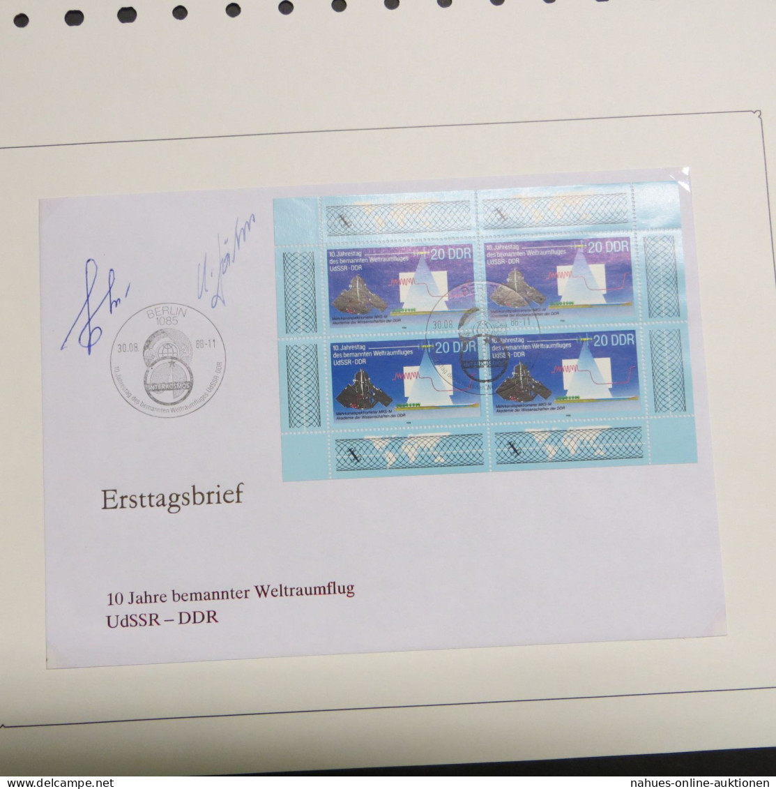 DDR 10 J. Weltraumflug FDC Autogramm Kommandant Valeri Bykowsky + Sigmund Jähn - Briefe U. Dokumente