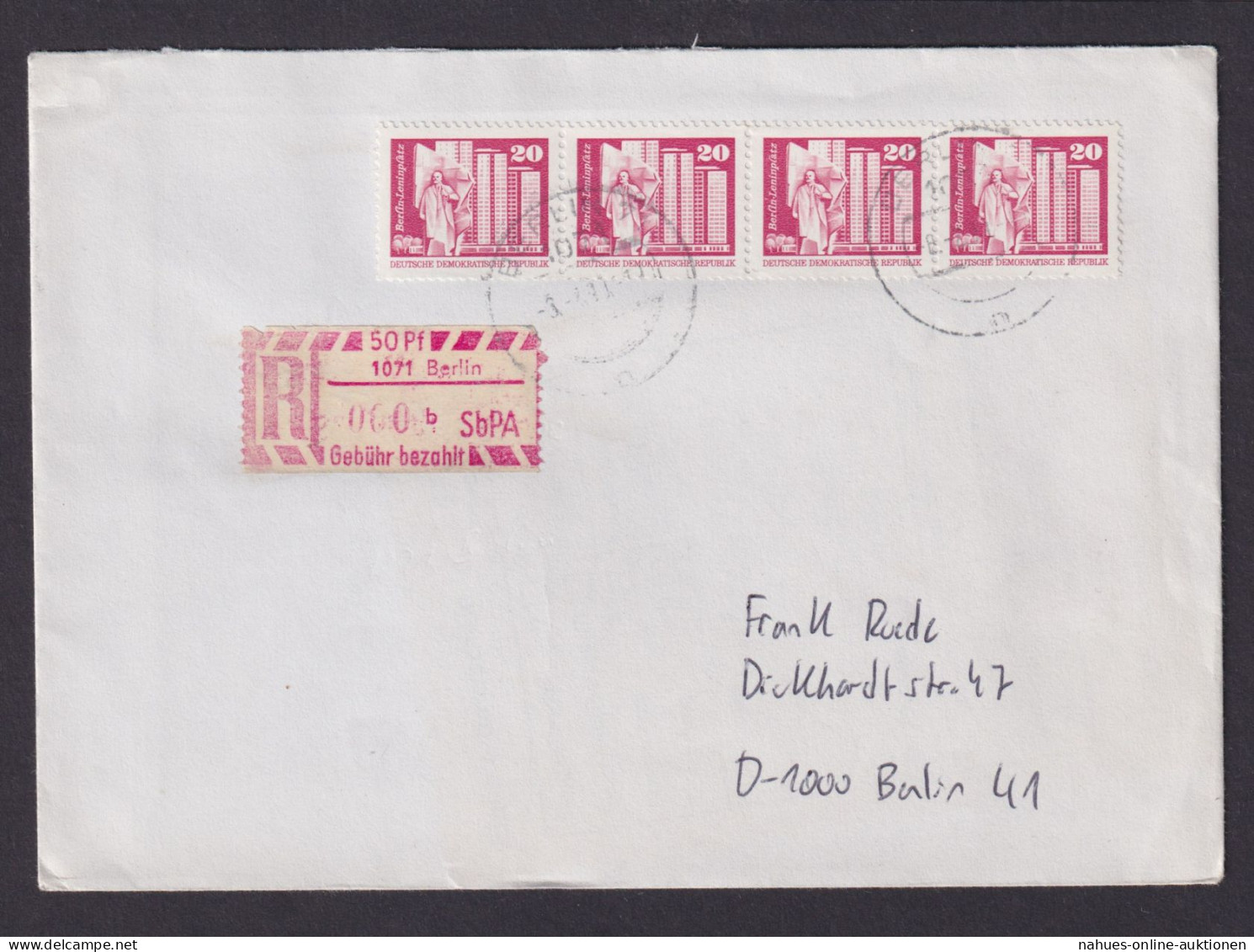 Briefmarken DDR R Brief MEF Aufbau Plus Einschreibemarke 50 Pfg. Gebühr Bezahlt - Covers & Documents