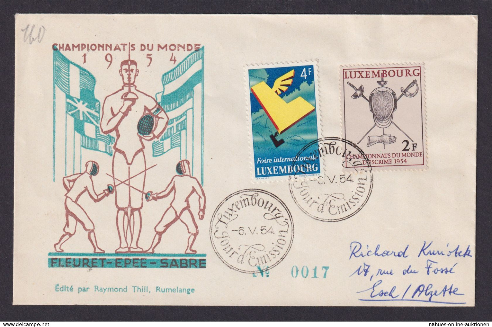 Luxemburg 523-524 4 6. Intern. Messe + Fechtweltmeisterschaften Sport Als Echt - Storia Postale