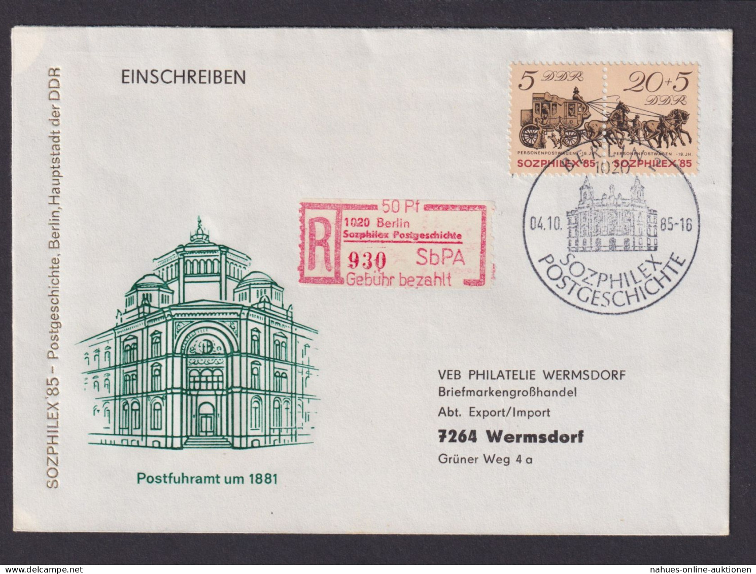 Briefmarken DDR Sonder Einschreibemarke Philatelie Sozphilex Postgeschichte - Storia Postale