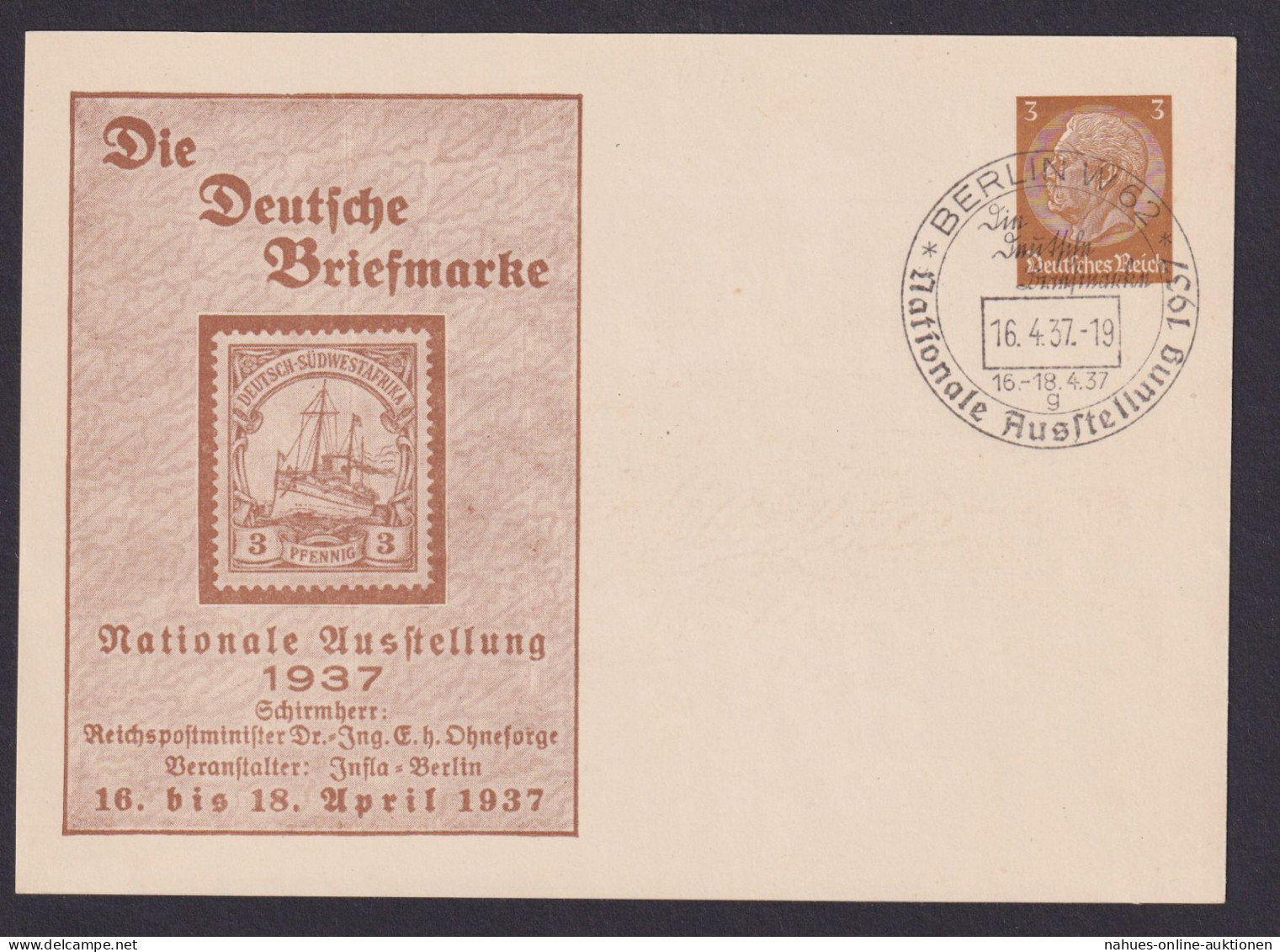 Deutsches Reich Privatganzsache Kolonien DSWA Die Deutsche Briefmarke Hindenburg - Andere & Zonder Classificatie