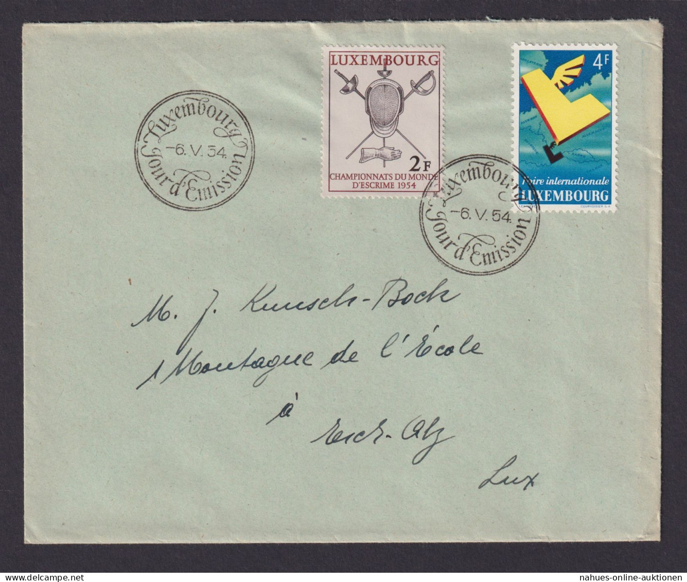 Luxemburg 523-524 4 6. Intern. Messe + Fechtweltmeisterschaften Sport Als Echt - Storia Postale