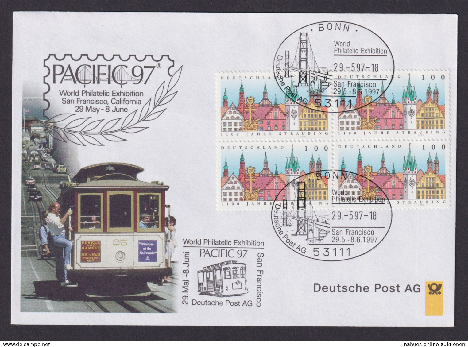 Philatelie Viererblock Briefmarkenausstellung Pacific 1997 San Francisco USA - Briefe U. Dokumente