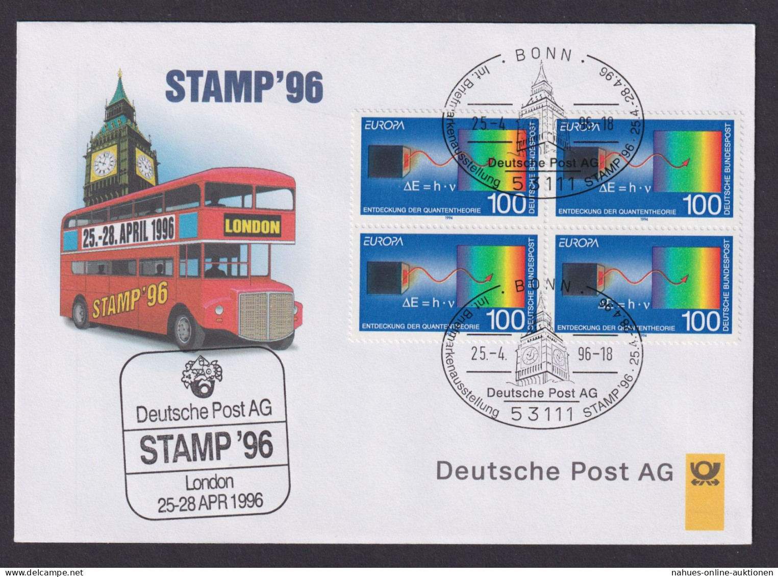 Philatelie Viererblock MEF Europa Briefmarkenausstellung Stamp 1996 London - Storia Postale