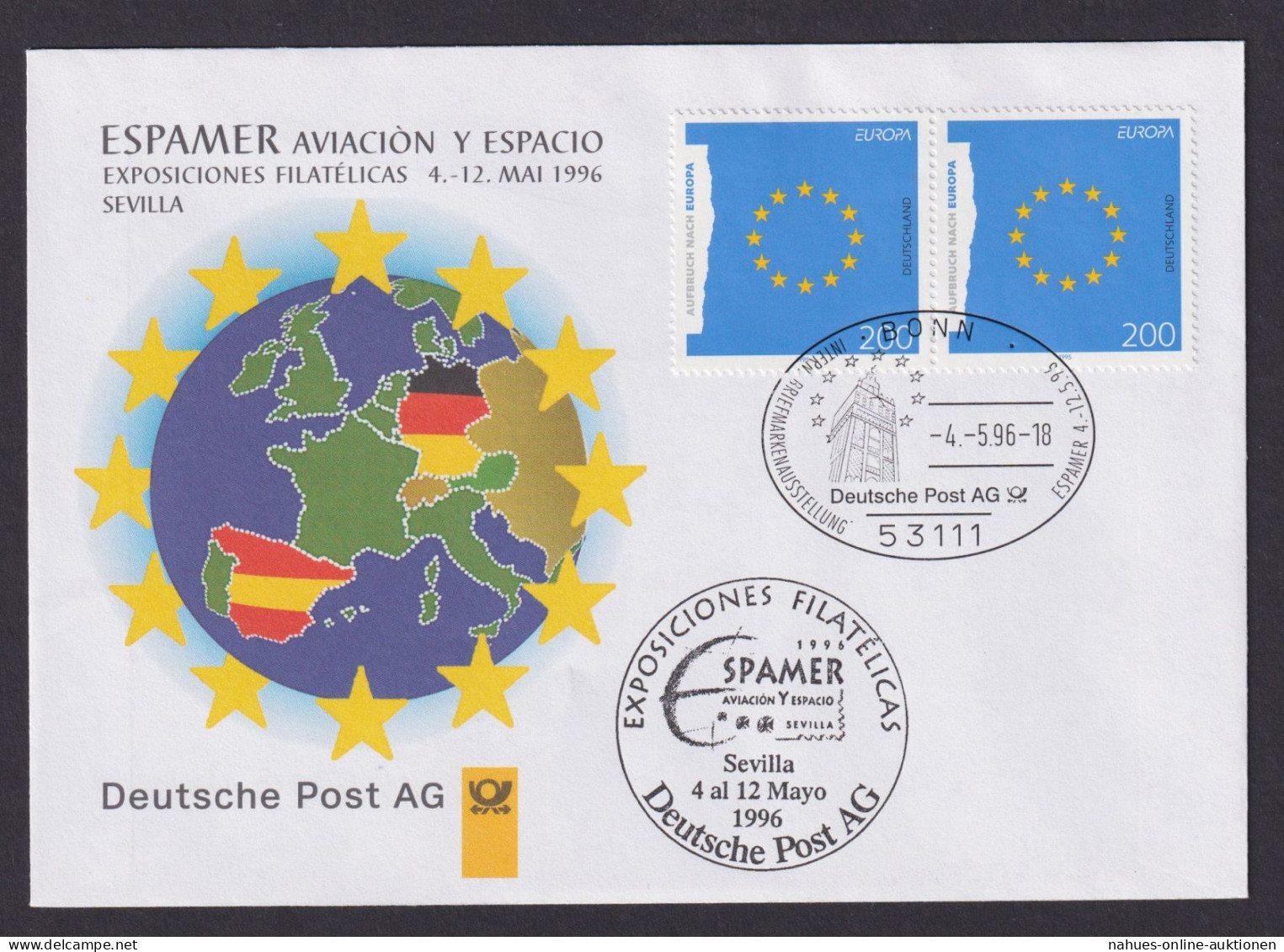 Philatelie Paar MEF Briefmarkenausstellung Espamer Sevilla Spanien - Lettres & Documents