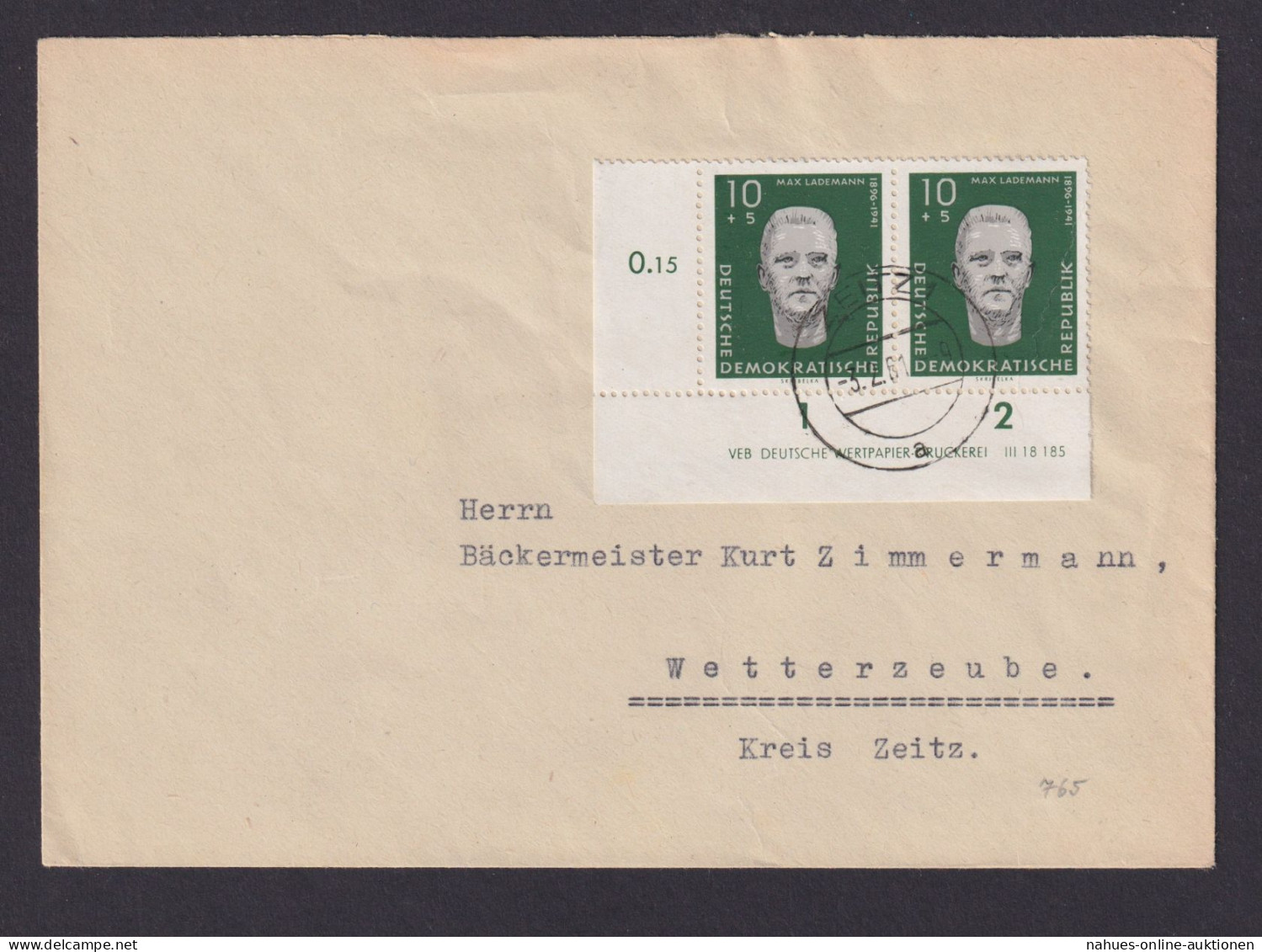 DDR Druckvermerk Bogenecke Eckrand MEF 765 Gedenkstätte Sachenhausen Zeitz - Covers & Documents