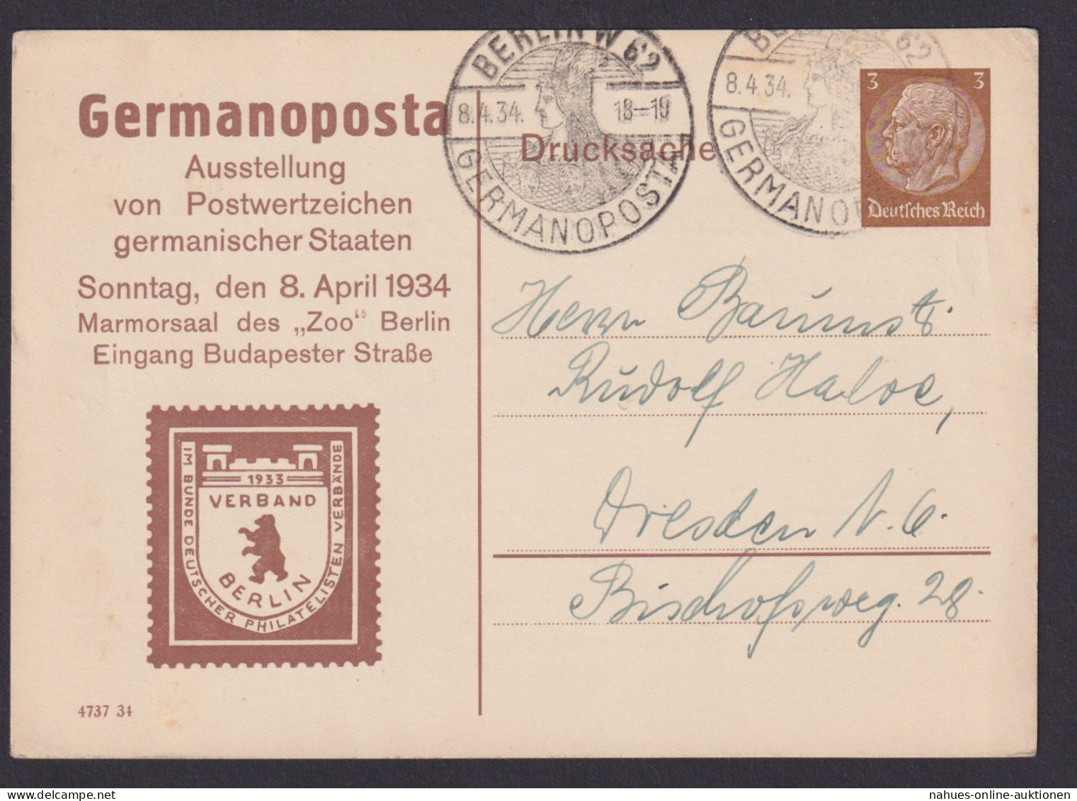 Deutsches Reich Privatganzsache Philatelie Berlin Guter SST W 62 Germanopost - Altri & Non Classificati