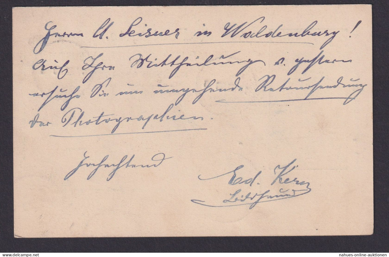 Autograph Autogramm Bildhauer Eduard Kern Schweiz Ambulant Waldenburg Schlesien - Altri & Non Classificati
