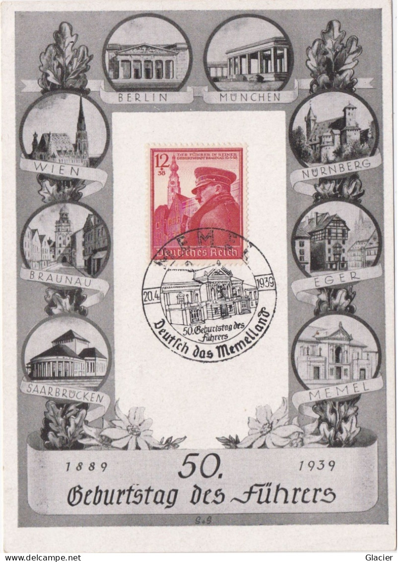 50.Geburtstag Des Führers -1889 -1939 - EGER Sudetenland MEMEL Memelland - Stempel Hitler Im Seinen Geburtsstadt Braunau - War 1939-45