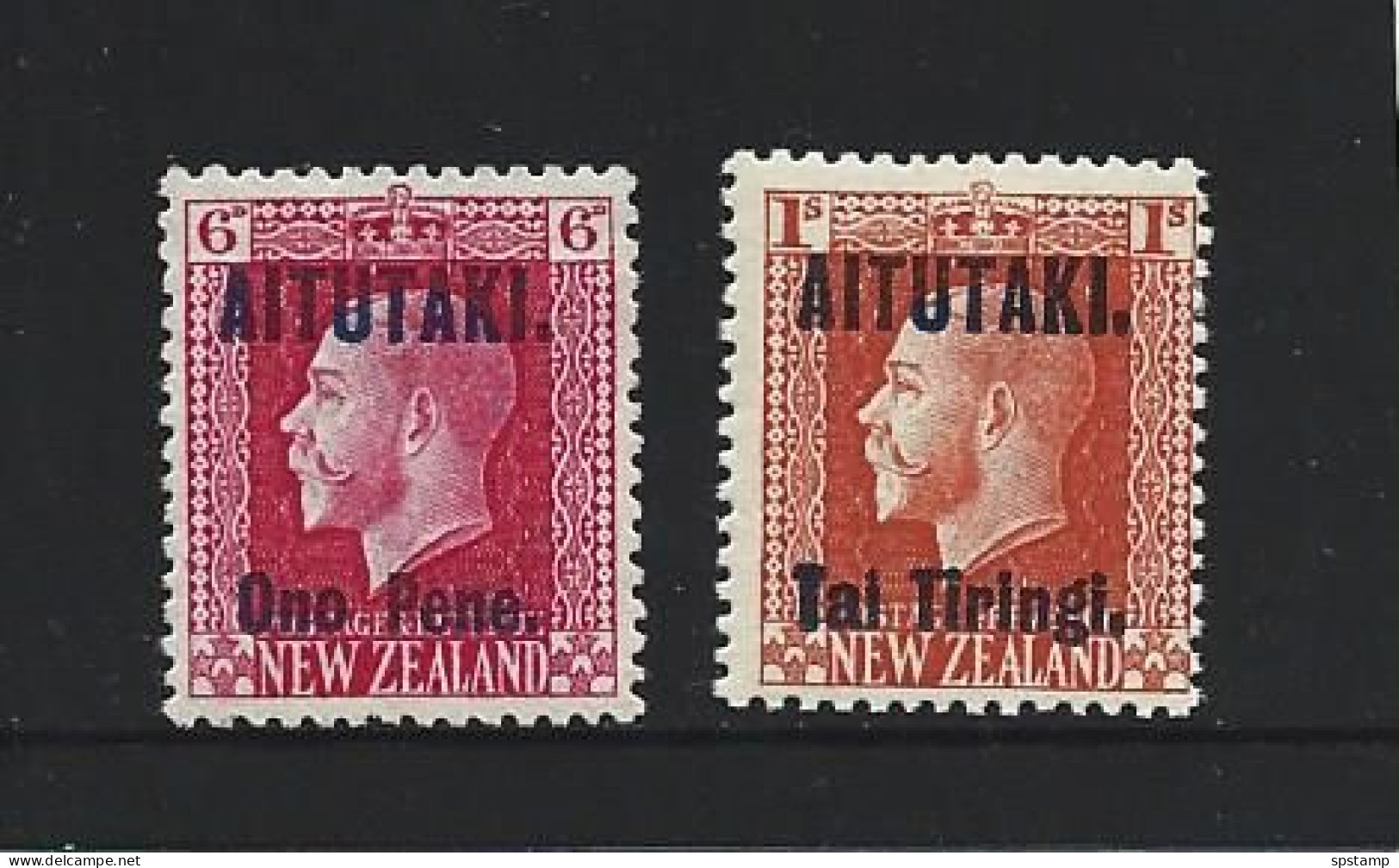 Aitutaki 1916 - 1917 Overprints On NZ KGV Perf 14 X 14.5 Set Of 2 FM - Aitutaki