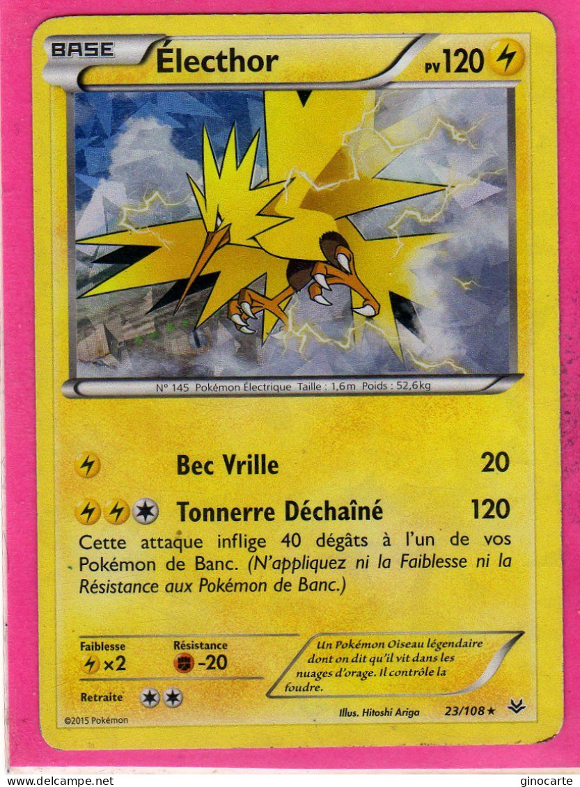 Carte Pokemon Francaise 2015 Xy Ciel Rugissant 23/108 Electhor 120pv Holo Occasion - XY