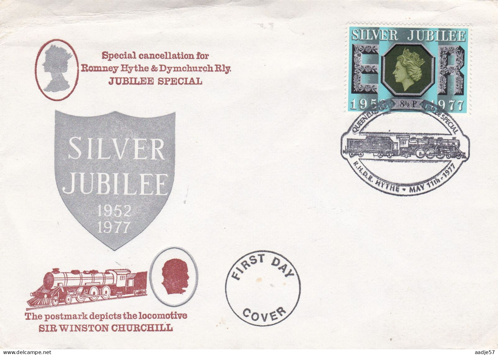 GB Engeland 1977 FDC Romney Hythe & Dynchurch Railway  Silver Jubilee  11-05-1977 - Trains