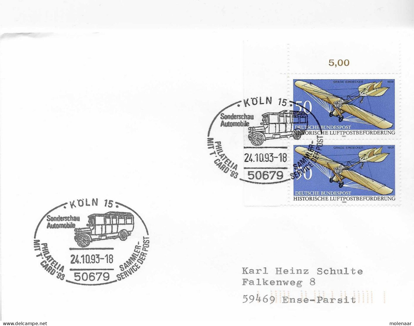 Postzegels > Europa > Duitsland > West-Duitsland > 1990-1999 > Brief Met 2x 1523 (17320) - Cartas & Documentos