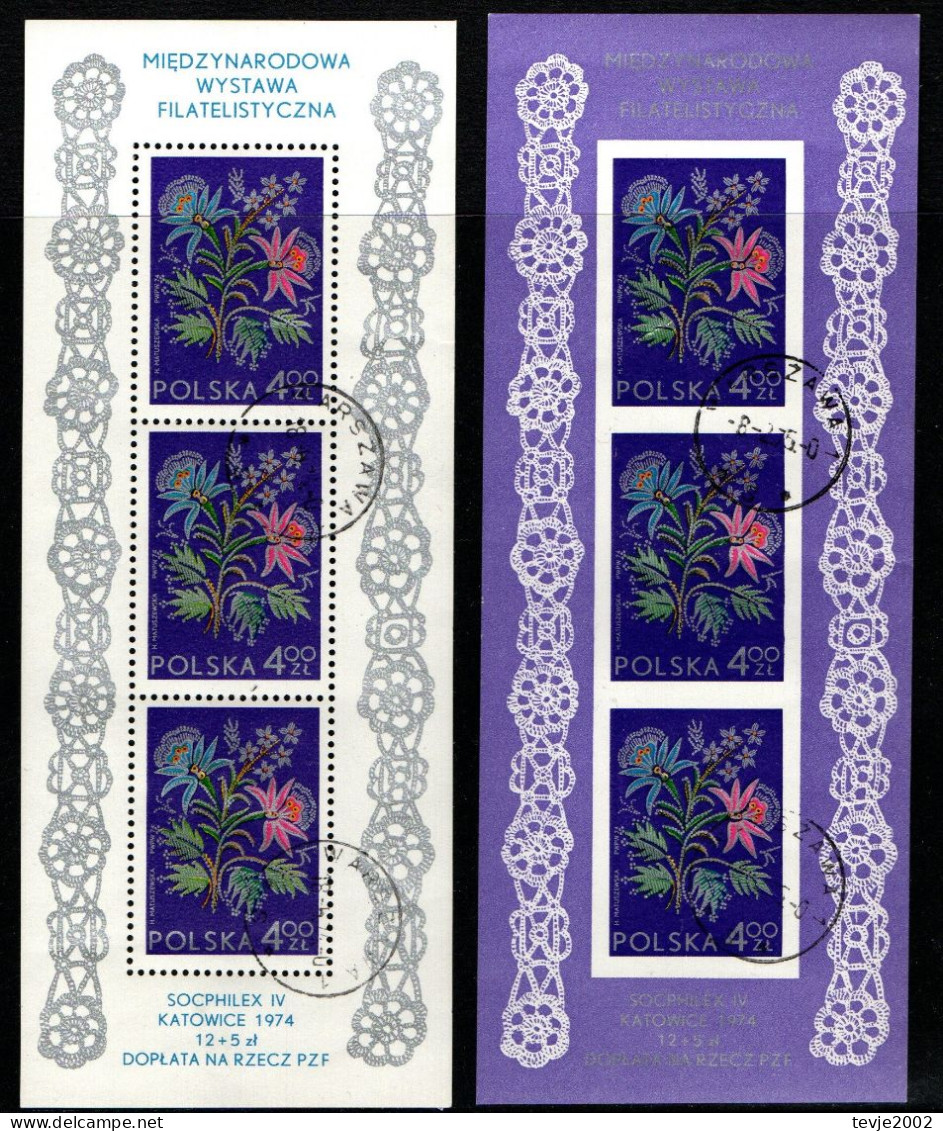 Polen Polska 1974 - Mi.Nr. Block 57 + 58 - Gestempelt Used - Blumen Flowers - Blocks & Sheetlets & Panes
