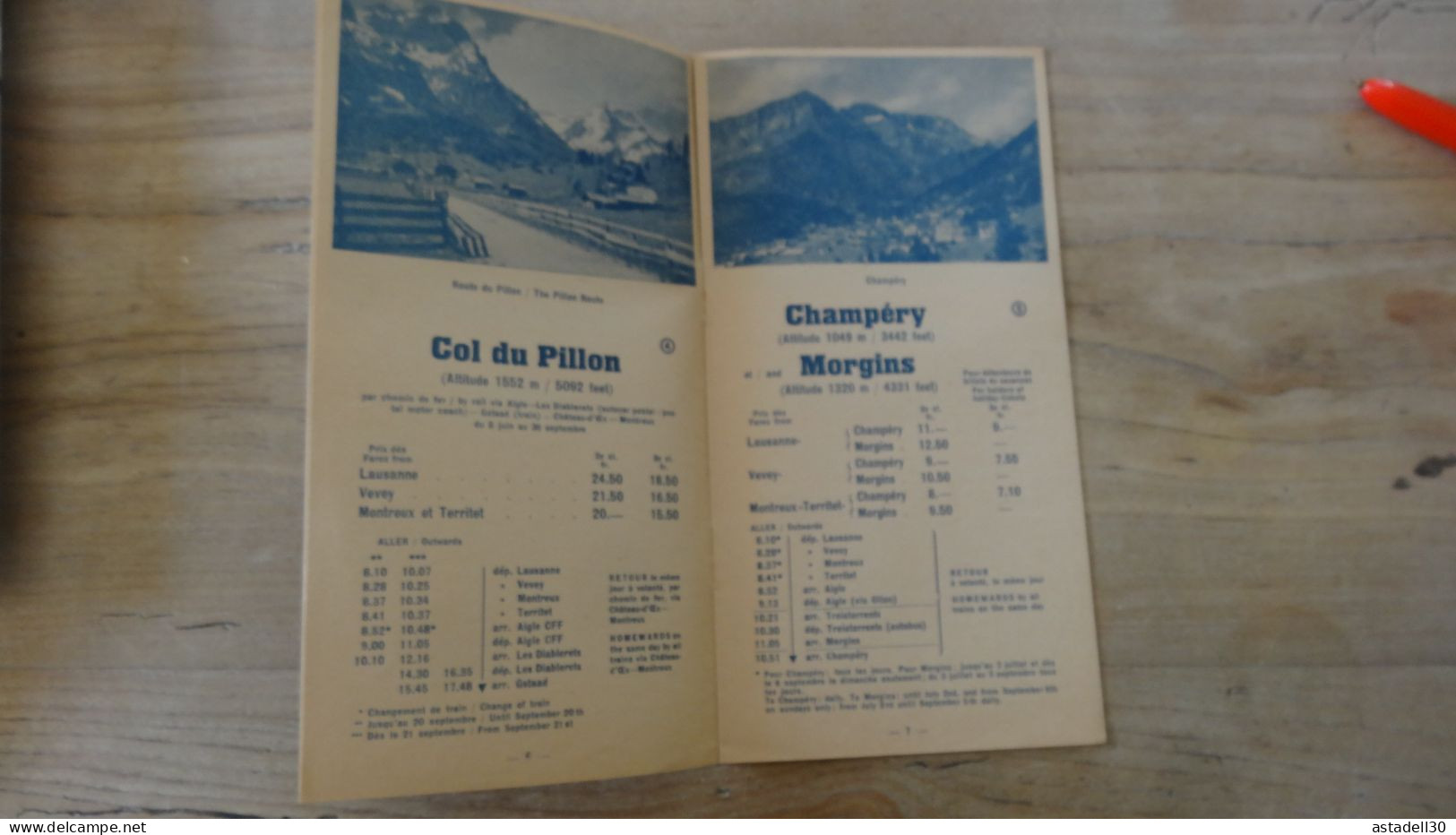 SUISSE, Excursions Lausanne, Vevey ..  1948, Horaires Et Prix ................ Caisse-27 - Europa