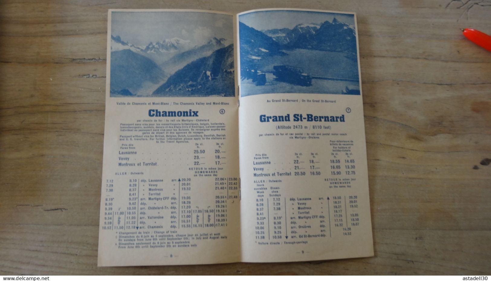 SUISSE, Excursions Lausanne, Vevey ..  1948, Horaires Et Prix ................ Caisse-27 - Europe