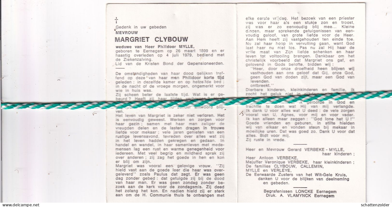 Margriet Clybouw-Mylle, Eernegem 1899, 1979 - Obituary Notices