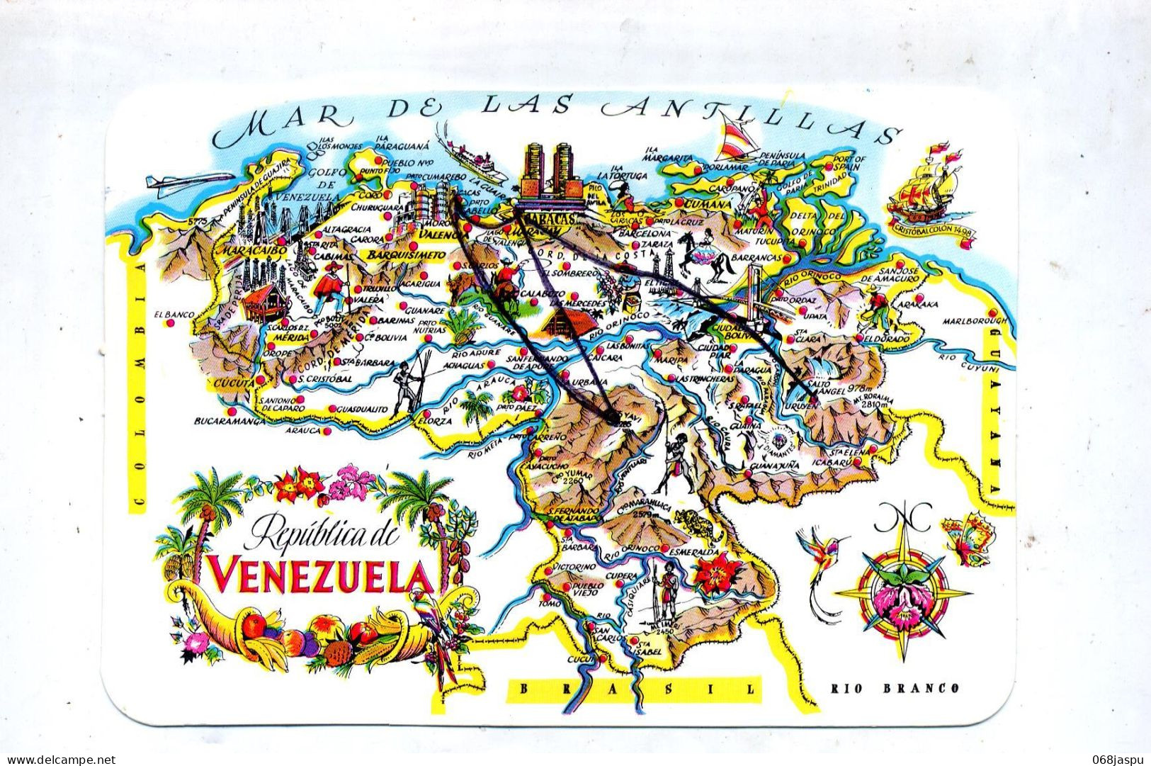 Carte  Carte Venezuela  Cachet Sur Leu Bolivar - Venezuela
