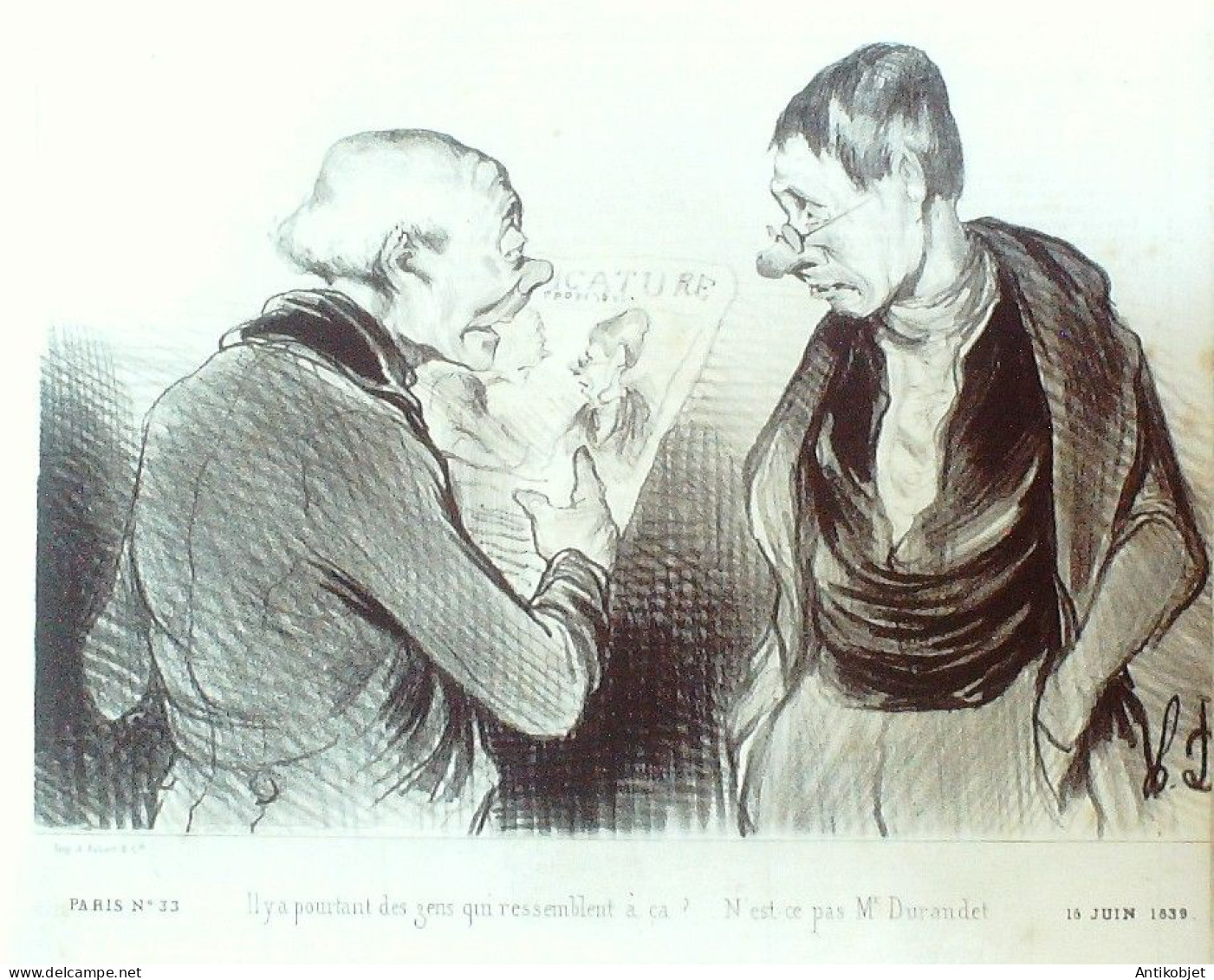 Lithographie Daumier Honoré Signée Paris 33 1839 - Estampas & Grabados