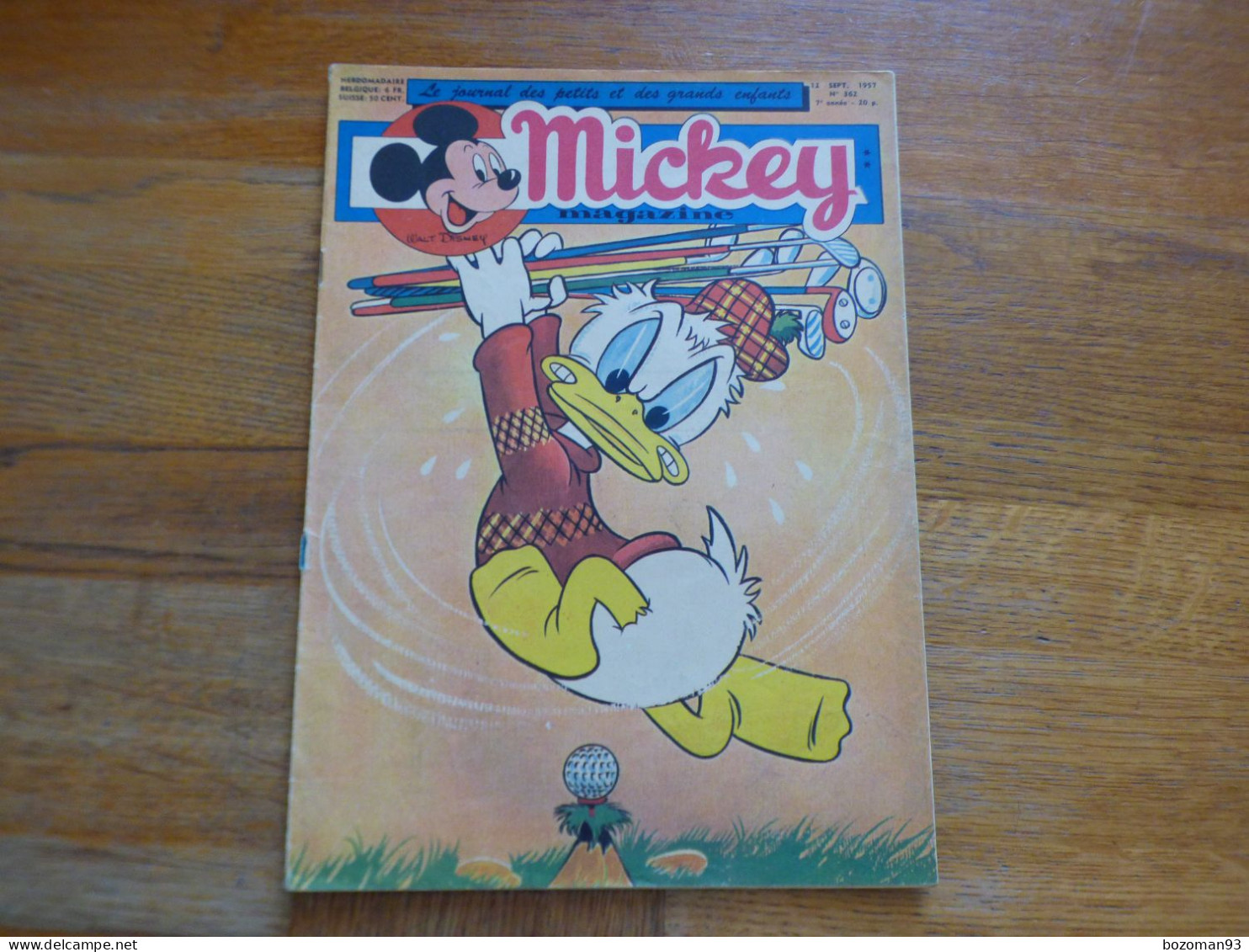 JOURNAL MICKEY BELGE SPECIAL N° 362 Du 12/09/1957 COVER DONALD ET LE GOLF + DAVY CROKETT - Journal De Mickey