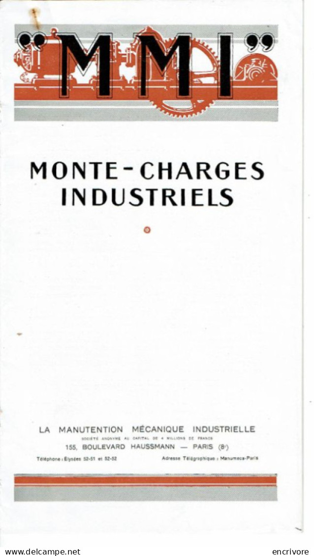 Catalogue M.M.I. Monte-charges Industriels Monte Charge Manutention Mécanique Industrielle Draeger - Visitenkarten