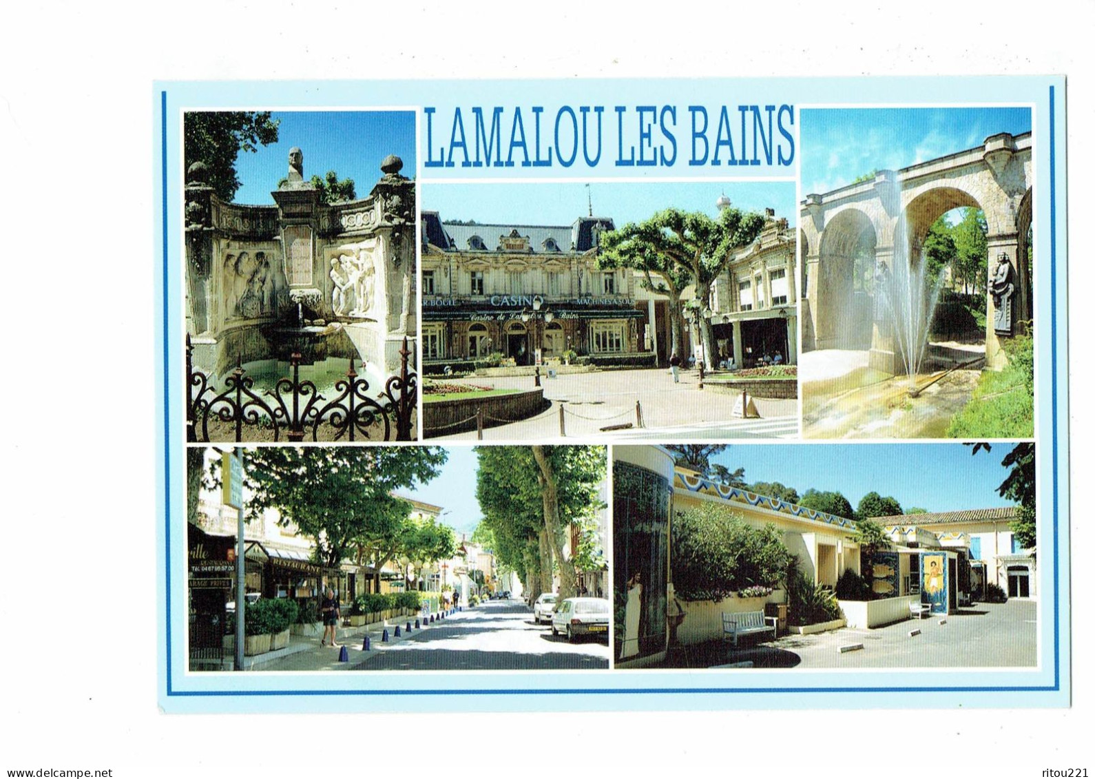 Cpm - 34 - Lamalou Les Bains - Station Thermale - Casino Machines à Sous  - Fontaine Restaurant - Lamalou Les Bains