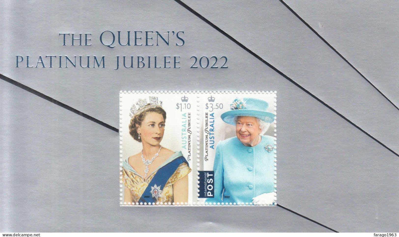 2022 Australia QEII Queen Platinum Jubilee FOIL Souvenir Sheet MNH  @ BELOW FACE VALUE - Unused Stamps