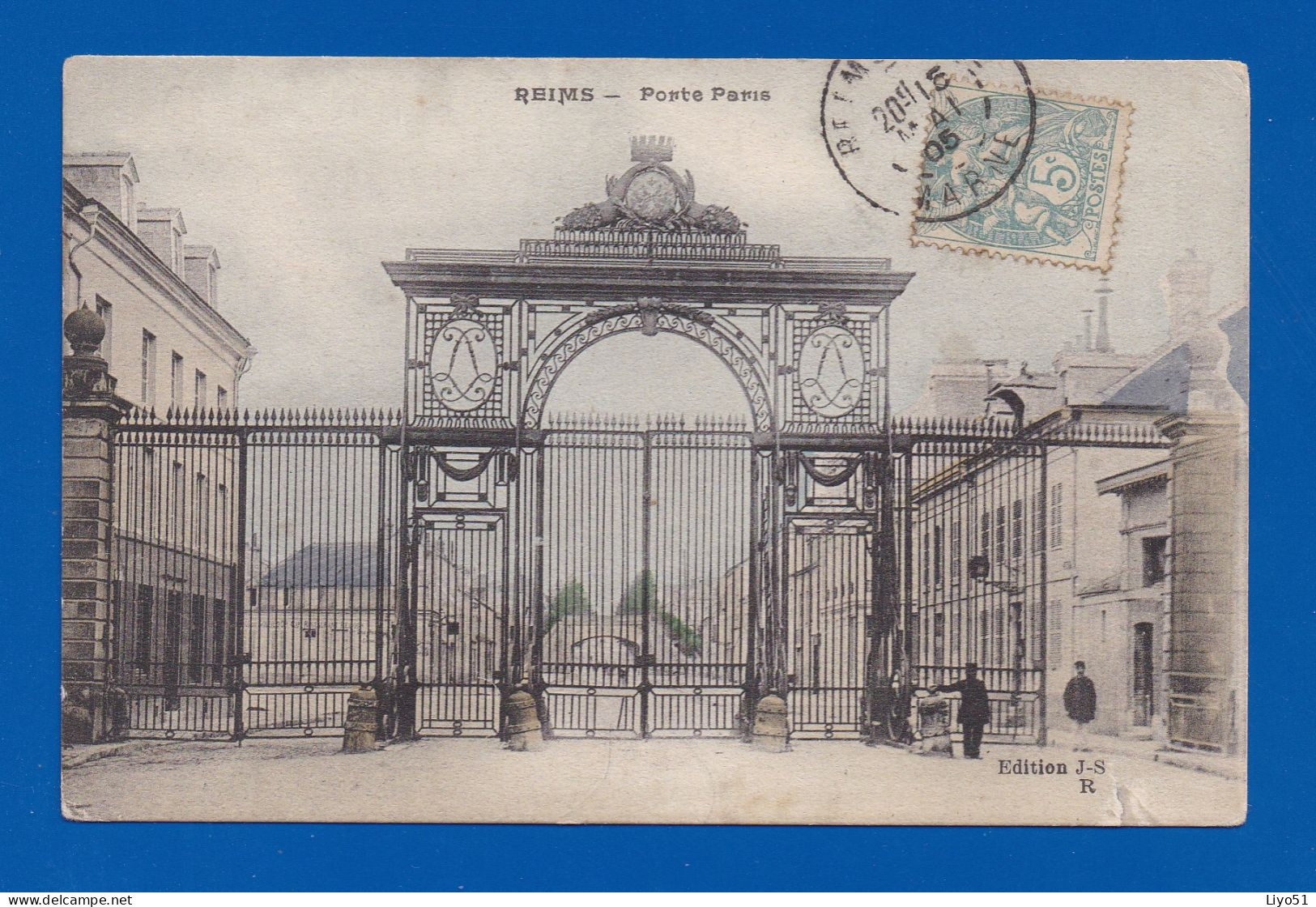 Reims Marne  Porte Paris Fermée . Carte Postale Ancienne Peu Commune . Couleurs Circulée En 1905 . 1 Cran Et 2 Frottés - Reims