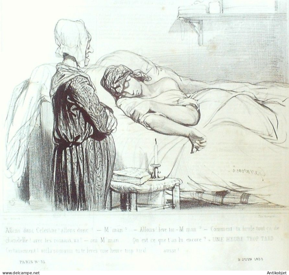 Lithographie Daumier Honoré Signée Paris 32 1839 - Stiche & Gravuren