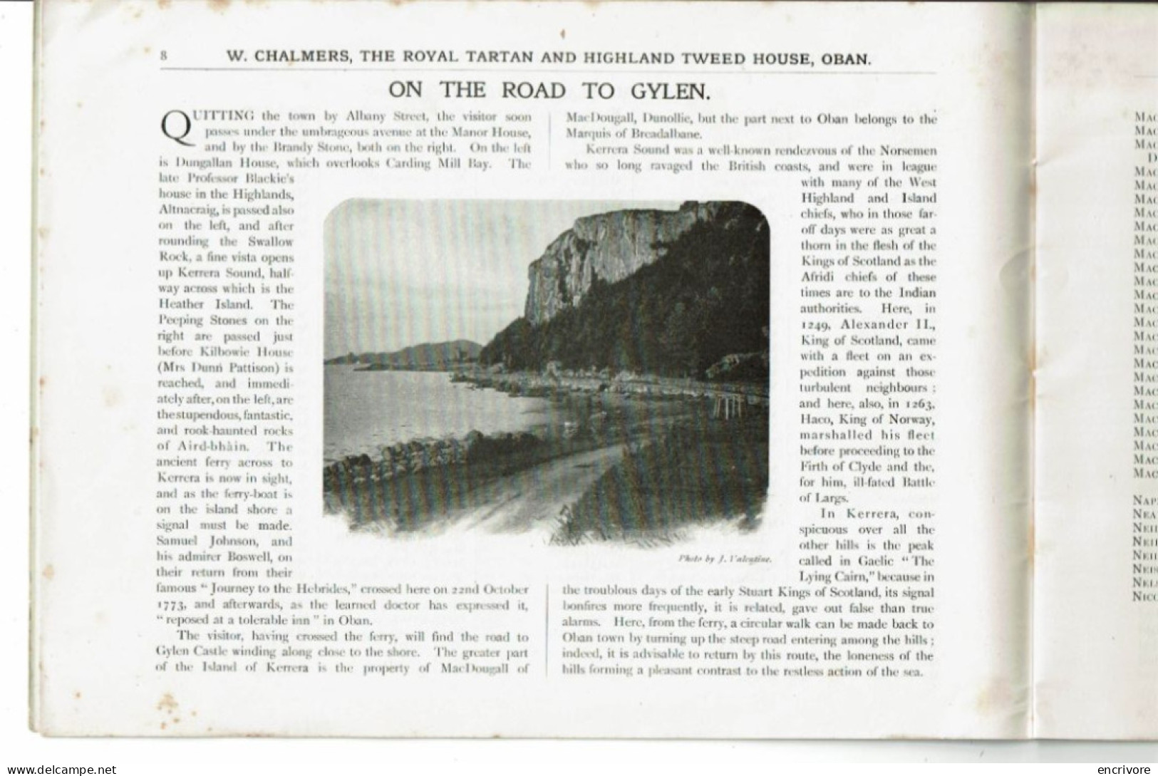 W. CHALMERS The Royal Tartan & Highland Tweet Warehouse OBAN - Tourism Brochures