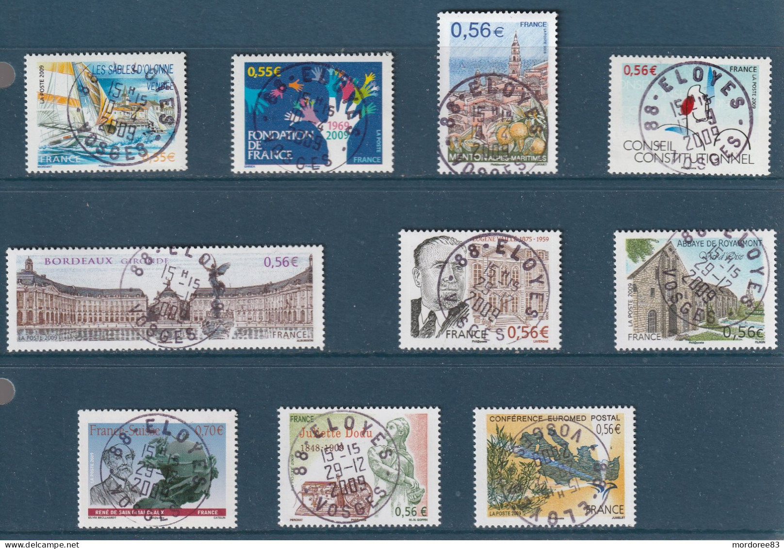 FRANCE 2009 LOT DE 10 TIMBRES OBLITERE A DATE YT 4334 + 4335 + 4337 +4347 + 4370 + 4391 + 4392 + 4393 + 4401 + 4422 - Used Stamps