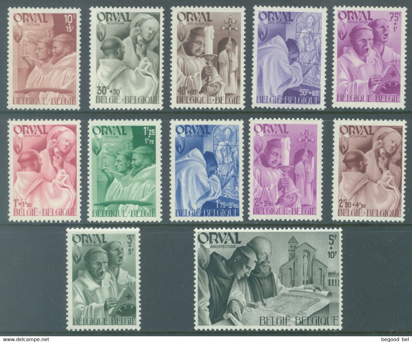 BELGIQUE - 1941 - MNH/***- LUXE - ORVAL MOINES MONNIKENREEKS  - COB 556 - 567 567A 567B - Lot 26015 - Unused Stamps