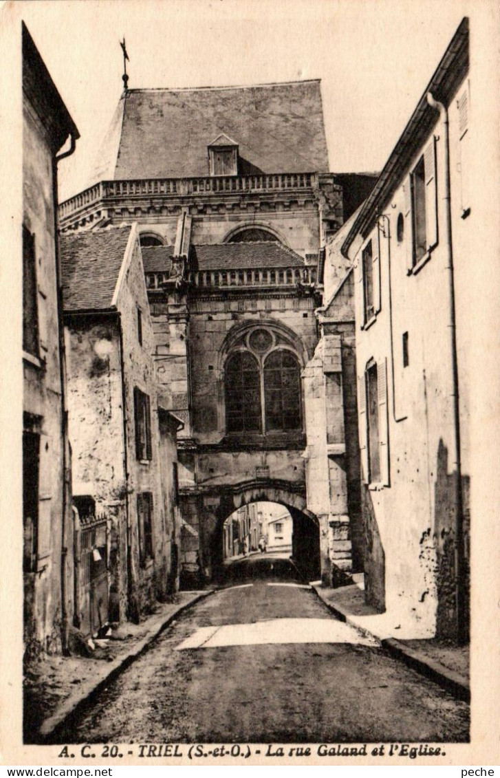 N°2273 W -cpa Triel -la Rue Galand Et L'église- - Triel Sur Seine