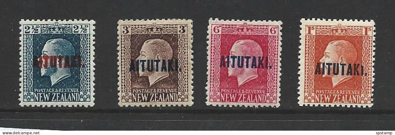 Aitutaki 1917 - 1918 Overprints On NZ KGV Perf 14 X 14.5 Set Of 4 FM - Aitutaki