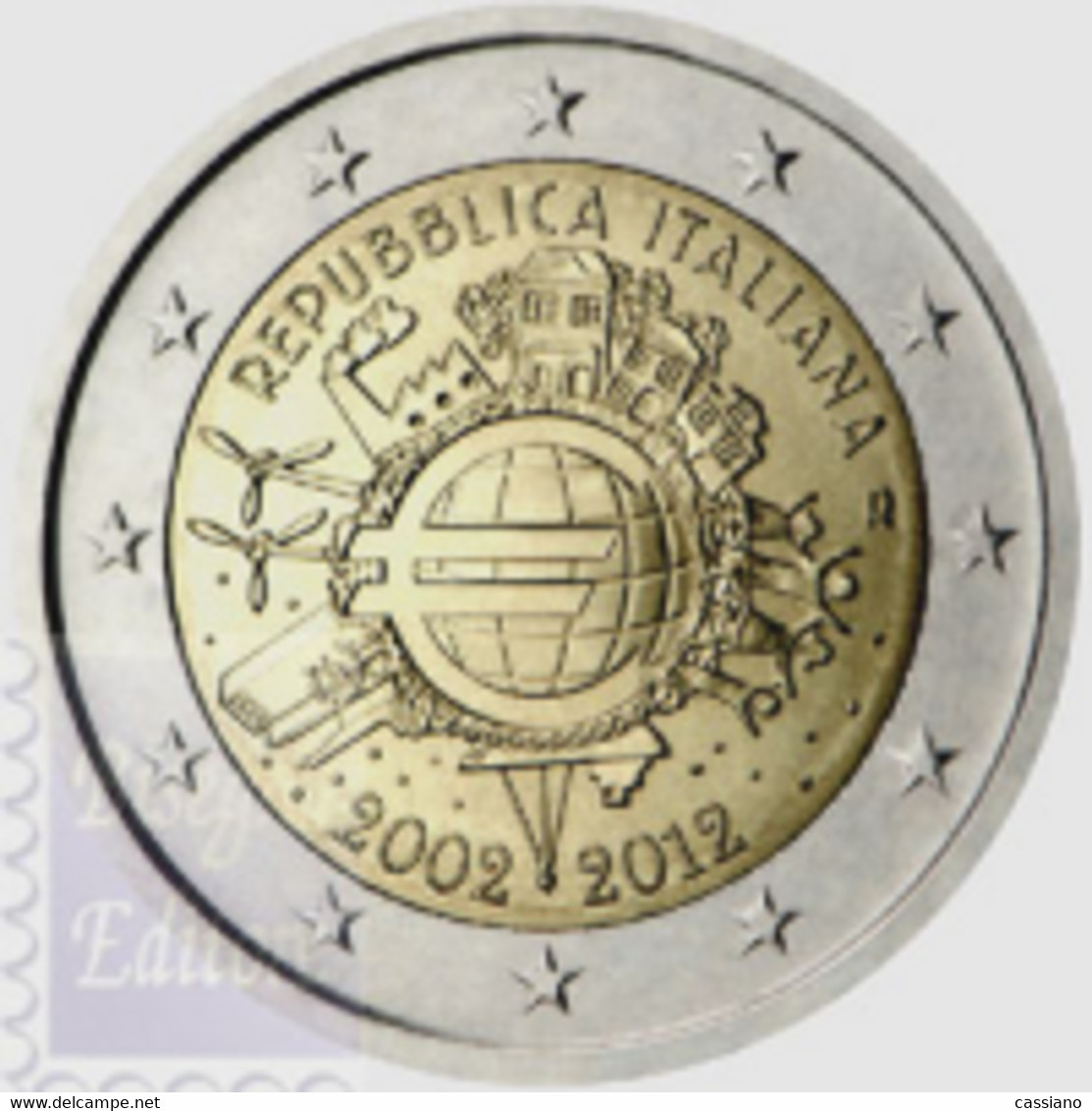 2012-ITALIA REPUBBLICA-2 EURO -10 ANNIVERSARIO EURO-FDC Da Rotolino - Italien