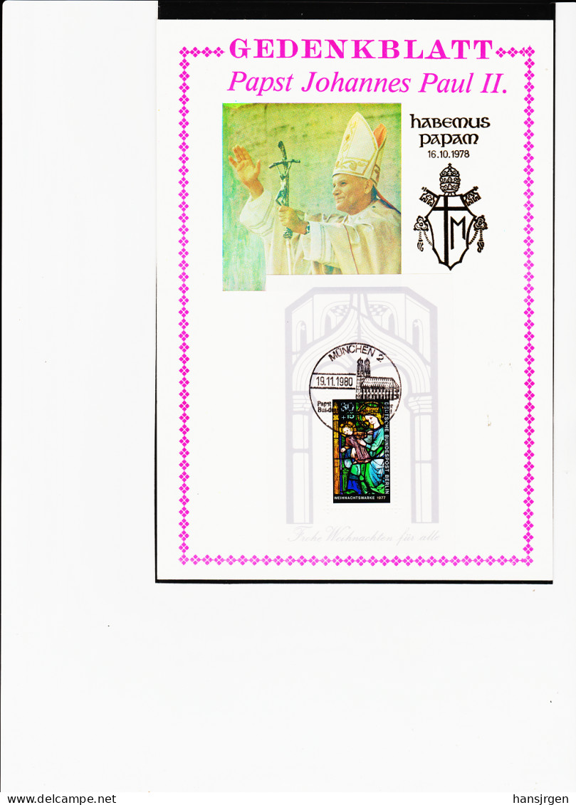 YAN07 DEUTSCHLAND BERLIN 1980 GEDENKBLATT Papst Johannes Paul II Mit Michl  Block 6  Gestempelt SIEHE ABBILDUNG - Usados