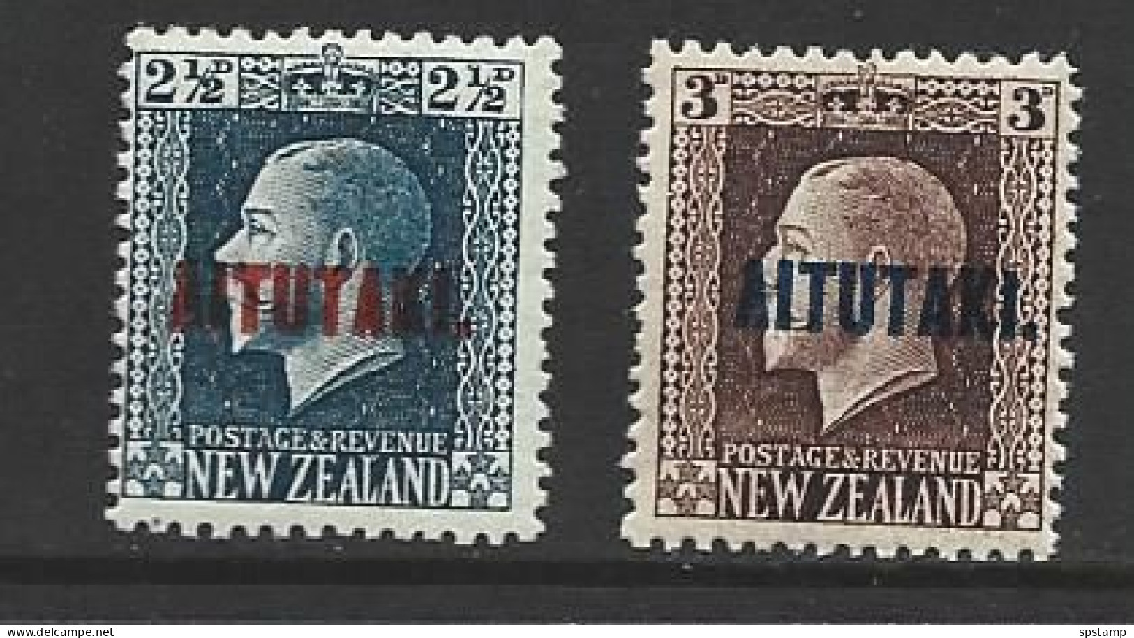 Aitutaki 1917 - 1918 Overprints On NZ KGV Perf 14 X 14.5 2.5d & 3d MLH - Aitutaki