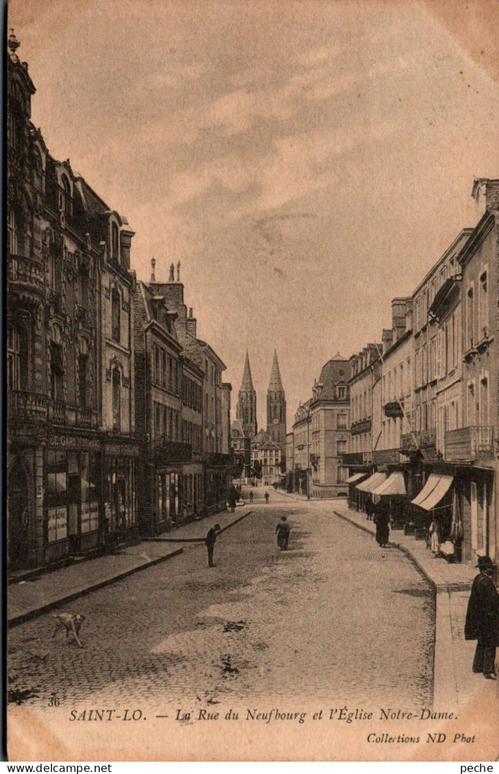 N°2276 W -cpa Saint Lo -la Rue Du Neufbourg Et L'église Notre Dame- - Saint Lo