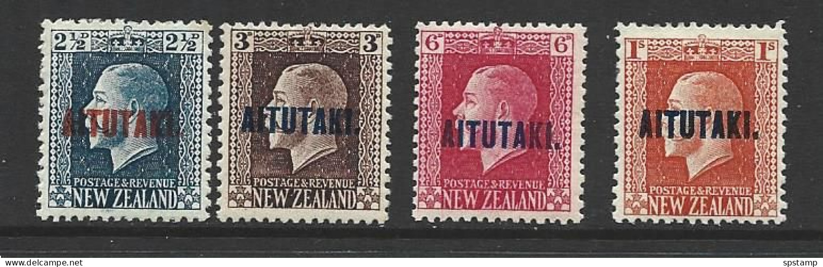 Aitutaki 1917 - 1918 Overprints On NZ KGV Perf 14 X 13.5 Set Of 4 MLH - Aitutaki