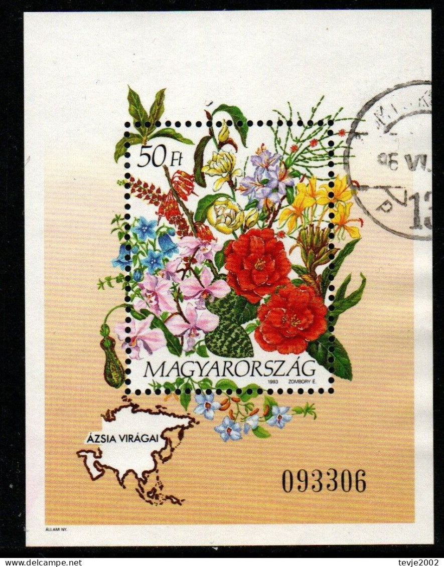 Ungarn 1992 - Mi.Nr. Block 223 - Gestempelt Used - Blumen Flowers - Blocks & Kleinbögen